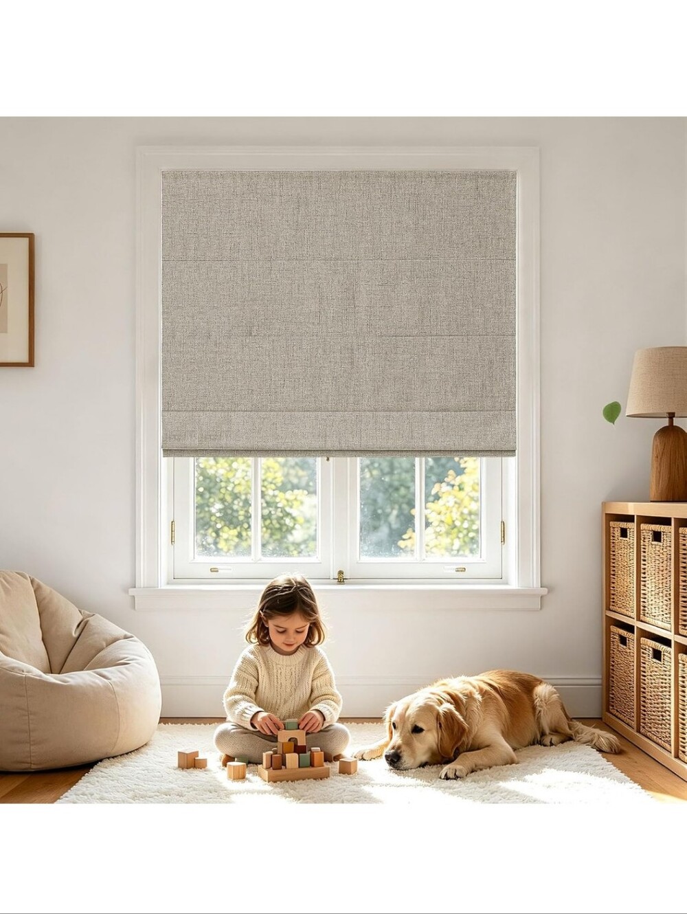 Joydeco Roman Shades Blinds Color Linen 33x75" New